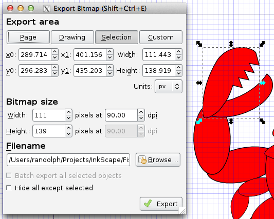 InkscapeExportSelectionCrab
