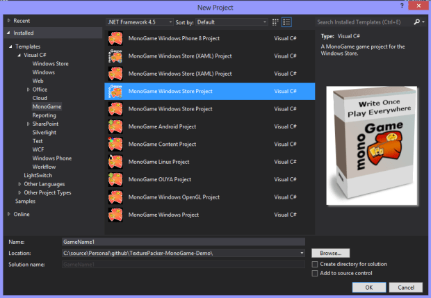 Windows-MonoGame-CreateProject